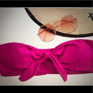Hot pink bandeau swim top